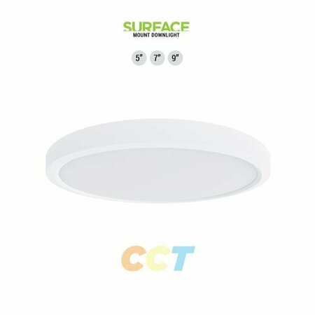 PORTOR 7in. LED Round Surface Mount Round DownLight, CCT Selector PT-DLSM2-R-7I-15W-5CCT